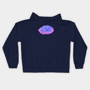 Sleeping cute purple cat with flower pattern Kids Hoodie